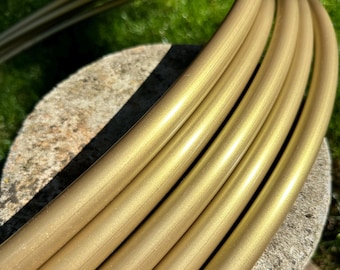 Gold Metallic Polypro Hula Hoop | 5/8" OD Tubing, Collapsible Travel Hoop w/ Push Button Connector + Grip Option | Dance Hoop | Ships Fast