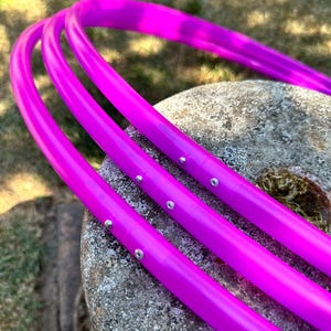 UV Fuchsia Polypro Hoops | 5/8 + 11/16 Diameter | Custom Size | Travel Hula Hoop w/ Push Button Connector | Choose Grip | Fast Shipping