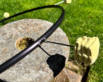 Aro de fuego de HDPE negro azabache de 5/8" / Tamaño del aro y cantidad de mechas personalizables / Aro de fuego + Mechas extraíbles con nudo de corona roscado / Kit completo incluido