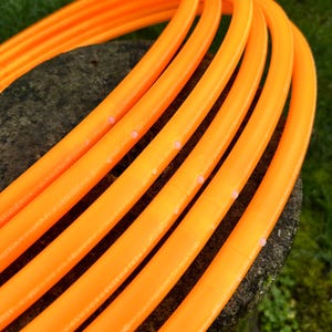 UV Orange Polypro Hoops | 3/4&quot; OD Diameter | Custom Size | Travel Hula Hoop w/ Push Button Connector | Choose Grip | Fast Shipping