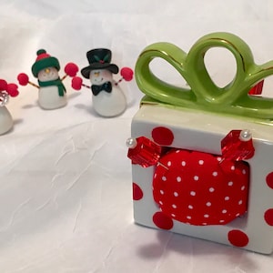 Pincushion is a Christmas Ceramic Gift Box