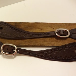 Handmade Hand Tooled Leather Spur Straps