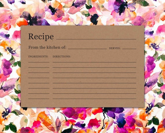 Very Simple Kraft Paper Recipe Card Basic Recipe Card | Etsy