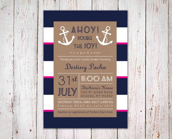 Navy Nautical Baby Shower Invitation Ahoy It S A Boy Etsy