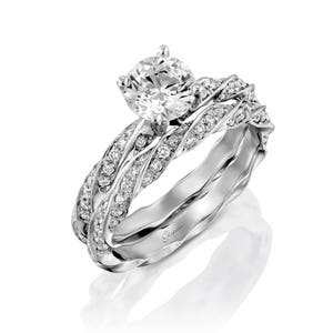 Oval Diamond Halo Unique Engagement & Wedding Rings Set, Art Deco White  Gold Rings for Women, 1.95 Carat, Unique Ring Guard Enhancer, Maia 