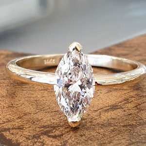 Diamond Engagement Ring 1CT Marquise Cut 14k Yellow Gold Band Marquise Engagement Ring