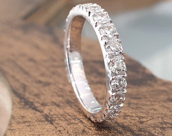 Diamond Wedding Ring 14k White Gold Full Settings, Eternity Ring For Women, Diamond Wedding Band, Eternity Band, Matching Ring