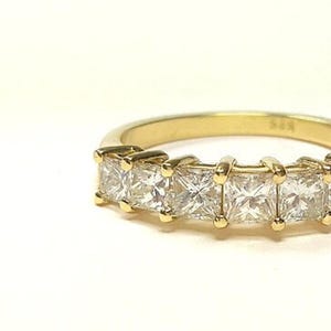 Anello di fidanzamento con diamante taglio principessa in oro giallo 14k, anello nuziale unico per donna