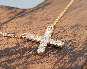 Diamond Pendant X Shape 14k Yellow Gold, Diamond Necklace, Minimalist Necklace, Pendant Necklace, Gift For Her, Anniversary Gift