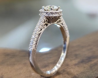 Unique Engagement Ring Vintage Diamonds White Gold Diamond Wedding Band For Women