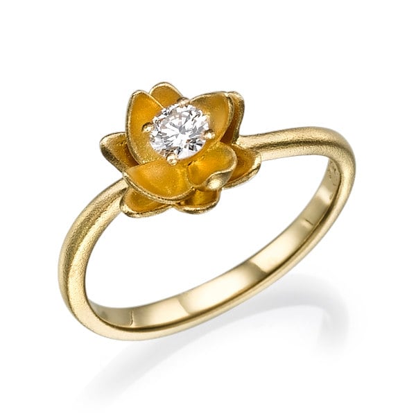 Unique Engagement Ring, Flower Diamond Ring, Floral Ring Gold, Rings And Flower, Promise Ring, Cocktail Ring, 18k Gold Ring