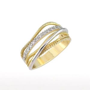 Unique Two Tone Engagement RIng, Diamond Wedding Ring, Women Promise ring