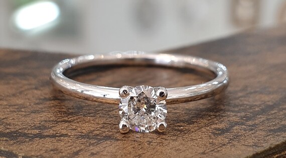 1,29 Krt Runder Schwrzer Dimnt Solitär-Ring Us 14K Weißgold Im