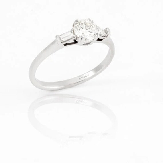 Engagement Ring White gold and Diamond, Baguette Cut Diamond RIng,Vintage, art nouveau, Antique Ring, Promise Ring, Engagement band
