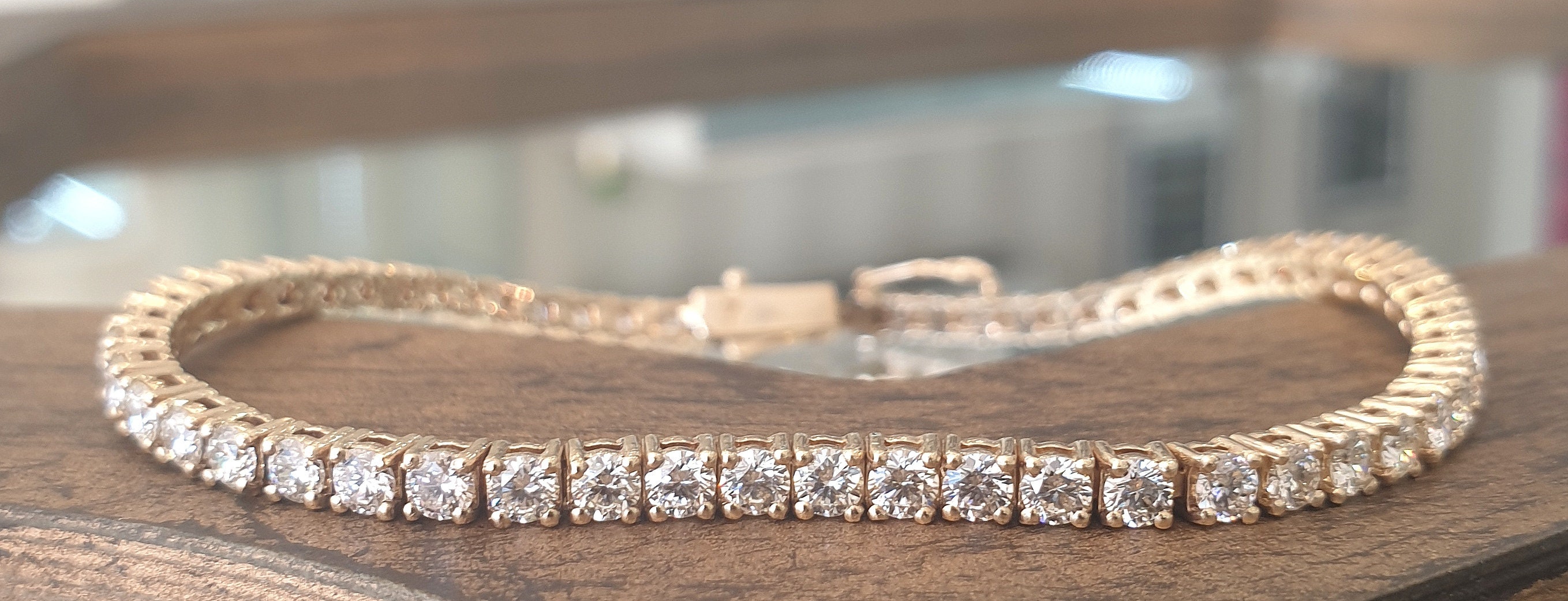 Diamond Tennis Bracelet 4.80ct D-F-Vs 14K Yellow Gold, Anniversary Gift For Her