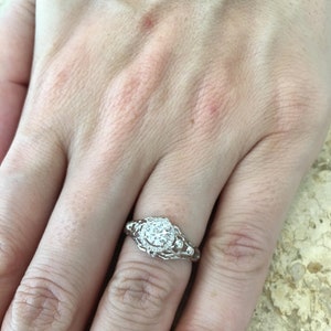 Filigree Diamond Engagement Ring White Gold Halo Setting Rings For Women image 5