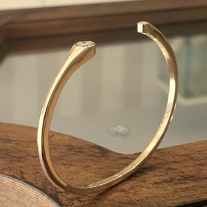 Bangle Bracelet 14k Solid Gold, Diamond Bracelet For Women, Cuff Bracelet, Gift To Her, Dainty Gold Bracelet