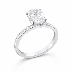 Oval Lab Grown Diamond Engagement Ring, 14k White Gold, Diamond Accents image 3