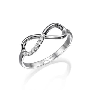 Diamond Infinity Ring 14k White Gold Wedding Band Infinity Design For Women