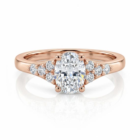 Bague De Fiançailles Diamant Simulé Ovale 3.50 Ct Or Blanc 14 Carats - Taille Personnalisable - Neuf