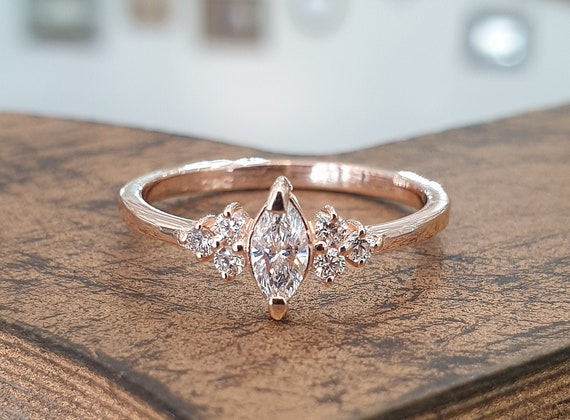 Rose Gold Engagement Ring Marquise Cut Diamond, Marquise Engagement Ring  for Women, Unique Wedding Jewelry -  Norway