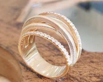 Alliance en or avec diamants 14k Alliance pour femme