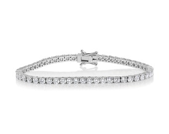 3.00ct D-VS Natural Diamond Tennis Bracelet - 14k White Gold