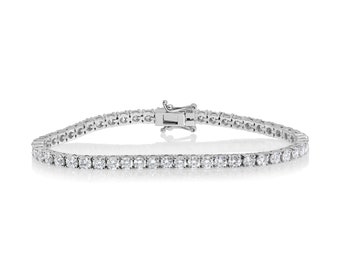 Classic Tennis Bracelet 3.00ct D-Vs Natural Diamonds 14k White Gold, Bridal Bracelet Anniversary Gift For Her Diamond Bracelet