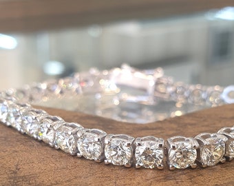 Prestige Tennis Bracelet 9CT Natural White Diamond 14K White Gold Bracelets For Women Anniversary Gift For Her