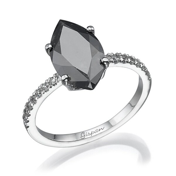 Marquise black sale diamond engagement ring