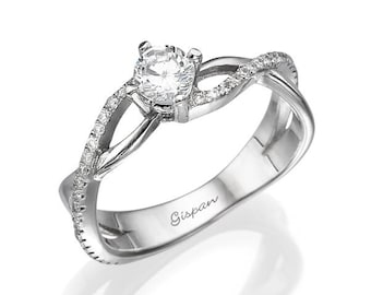 Infinity Diamond Engagement Ring 14k Gold, Unique Symbol Ring, Dainty Promise Ring, Luxury Bridal Jewelry Gift for Her