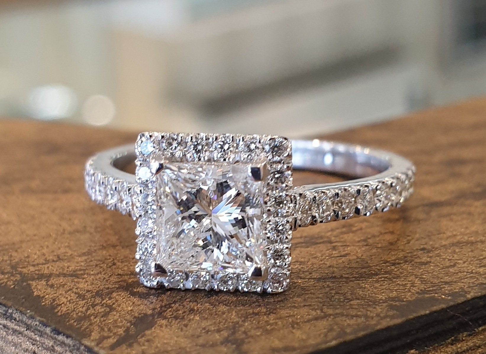 Modern princess sale cut engagement rings
