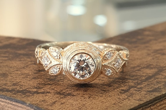 Vintage Engagement Ring Diamonds 14K Yellow Gold Halo Setting - Etsy