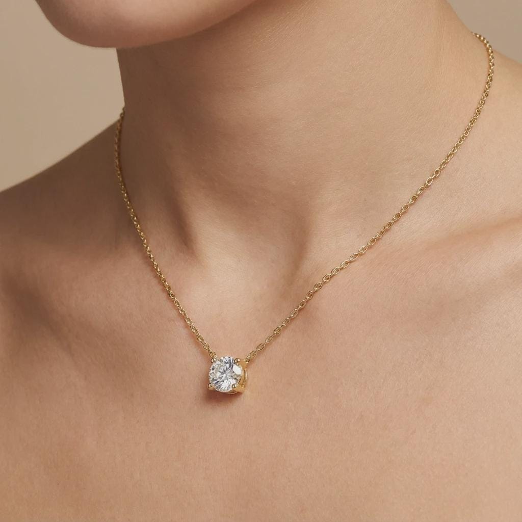 Collier Diamants 5.64 Ct Or Blanc 14K – 18 Pouces – Certifié – Marque Jisha