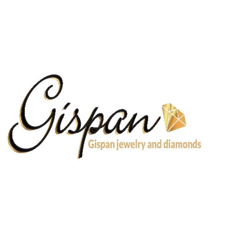 May include: Black and white logo for Gipan Jewelry and Diamonds. The logo features a stylized cursive font for the word "Gipan" and a gold diamond graphic.