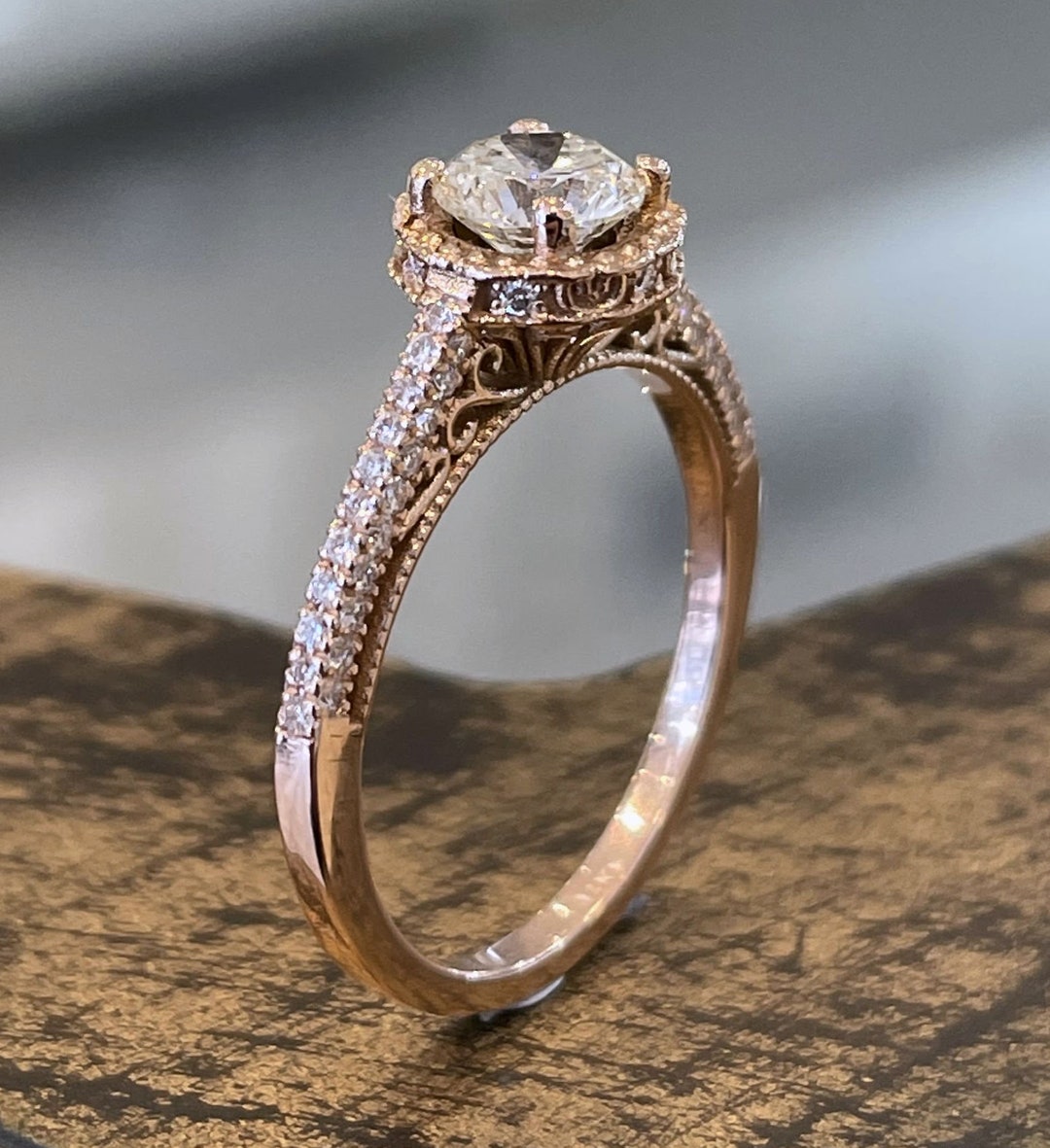 Engagement Ring Set, Moissanite & Diamonds