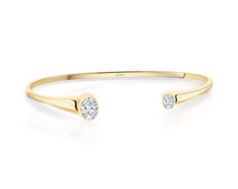 Gold bracelet bangle 14K Yellow Gold Oval Lab Grown Diamonds 1.40CT D-VVS2
