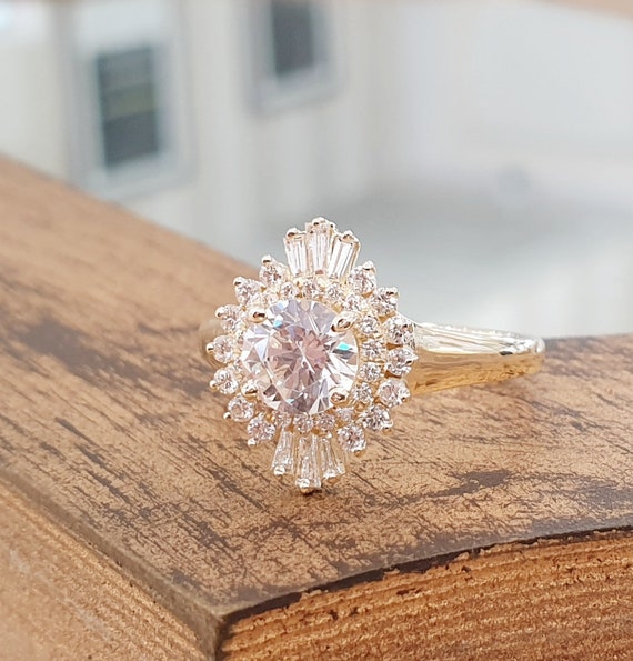 Yellow gold art sale deco engagement rings
