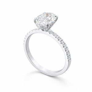 Oval Lab Grown Diamond Engagement Ring, 14k White Gold, Diamond Accents image 4