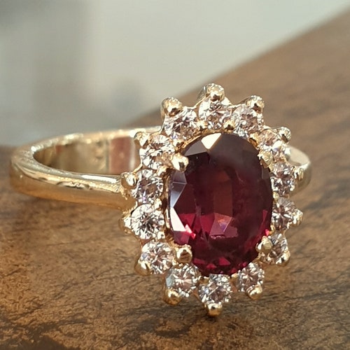 Ruby and Diamond Ring in 14k Yellow Gold - Etsy