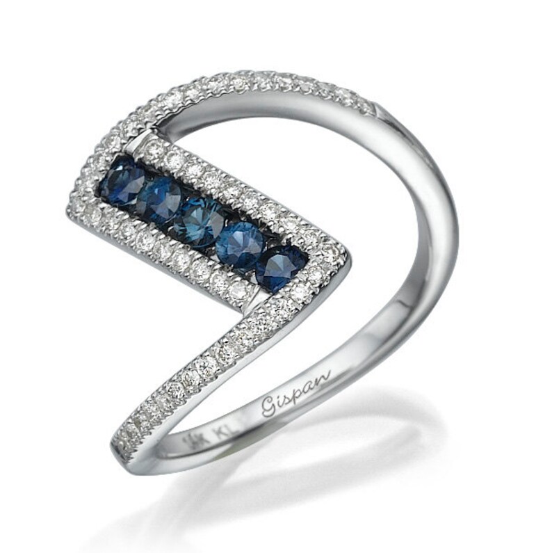 Unique Engagement Ring Blue Sapphire mart Promise Price reduction Sapphi