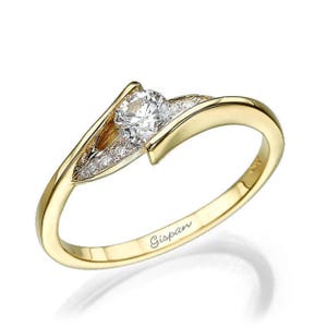 Engagement Ring Diamond 14k Yellow Gold For Women 0.30ct Natural Diamond