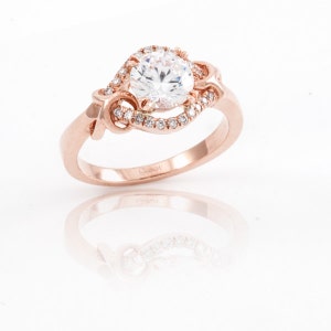 Antique Engagement Ring 14 Rose Gold 1.0CT Diamond Prong Setting