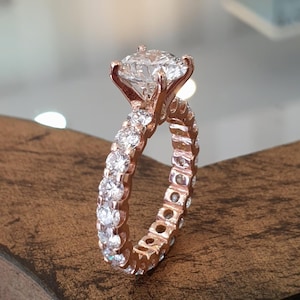 Rose Gold Engagement Ring 2.00 Lab Grown Diamond Full Eternity Diamond Band
