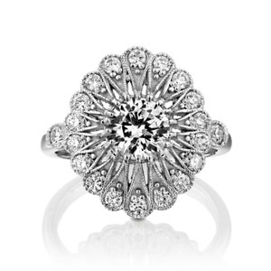 Vintage White Sapphire Engagement Ring, Antique Engagement Ring, White Gold Ring, Unique Ring, Cocktail Ring, Art Deco Ring, Diamond Ring