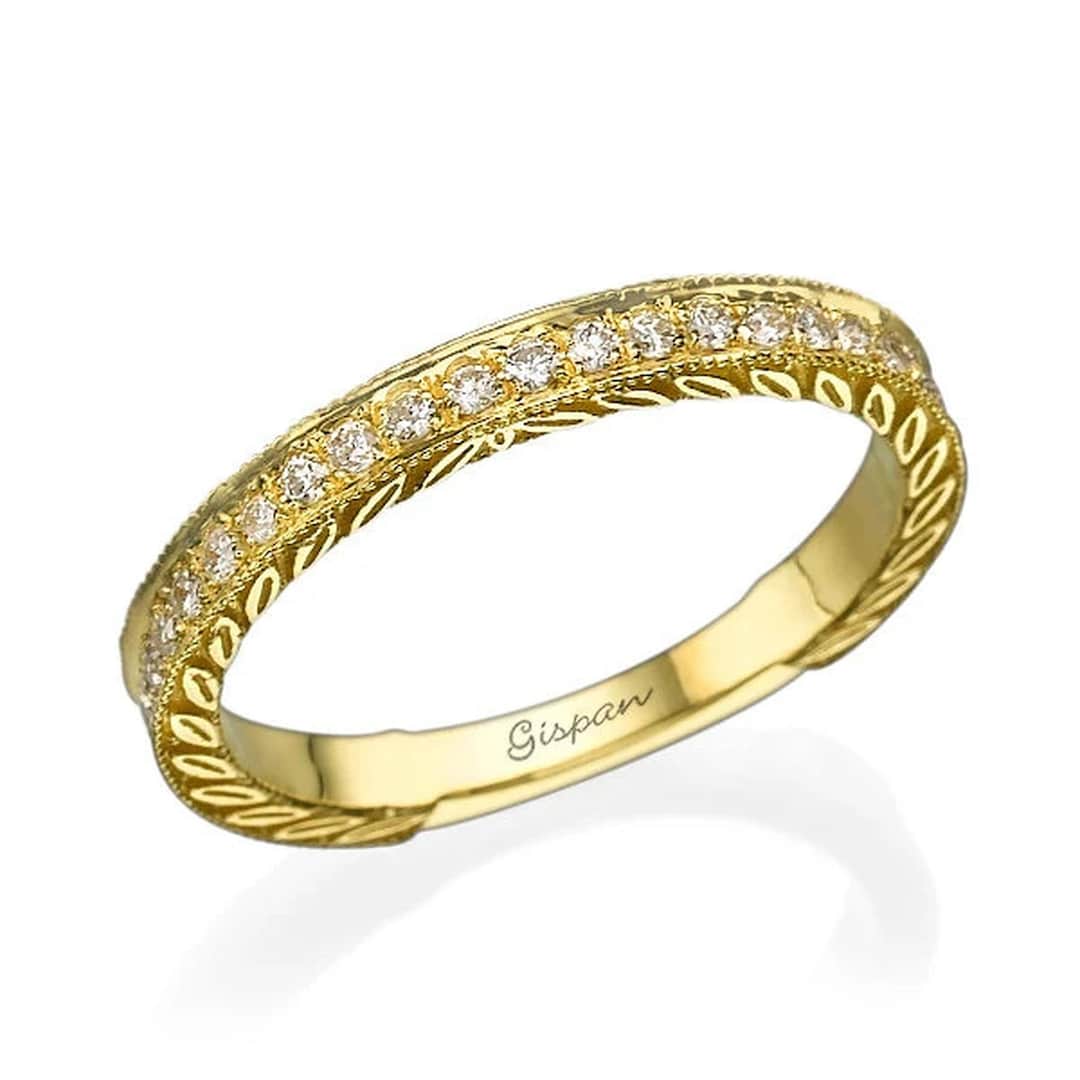 Vintage Wedding Band 14k Yellow Gold Diamond Ring - Etsy