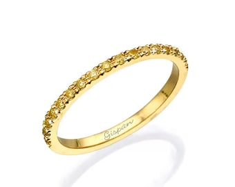 Yellow Diamonds Eternity Ring In 14k Yellow Gold, Women Wedding Band, Row Wedding RIng, Jewelry Store, Promise  Ring, Statement Ring, Gift
