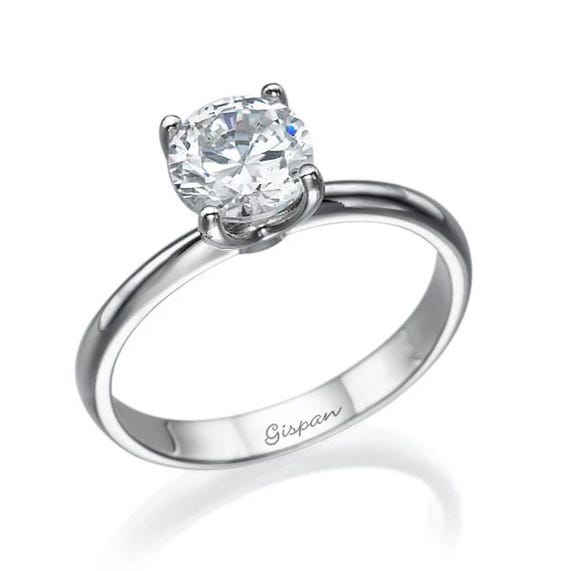 Solitaire Engagement Ring, 14K White Gold Ring, Diamond Ring, Wedding Ring, Engagement Band, Prong Ring, Woman Ring, Delicate Ring