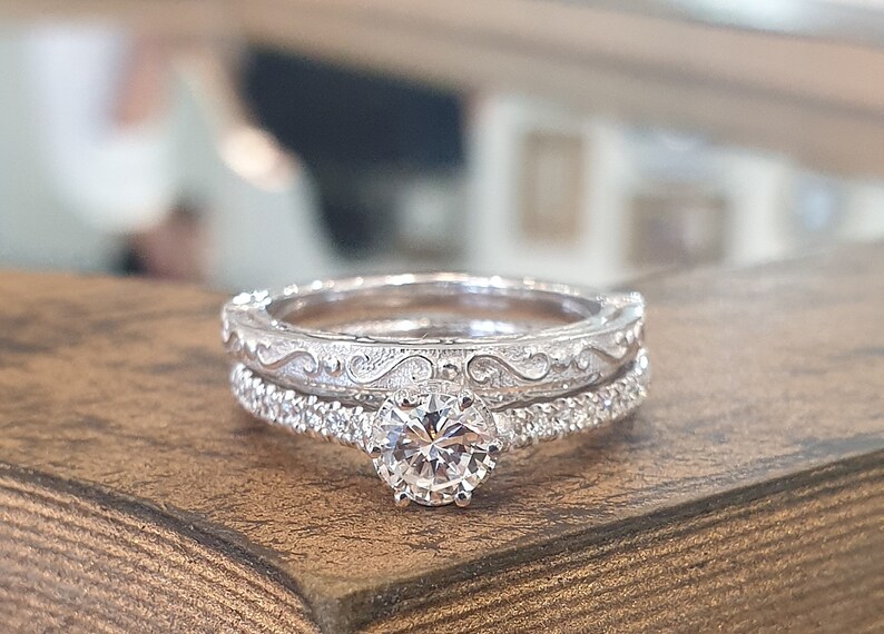 Victorian Engagement Rings 14k White Gold Diamond Settings Etsy