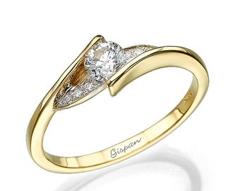 Engagement Ring Diamond 14k Yellow Gold For Women 0.30ct Natural Diamond